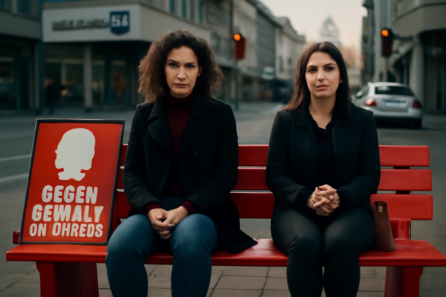 Rote Bänke gegen Gewalt an Frauen in Hanau aufgestellt ❤️🤝