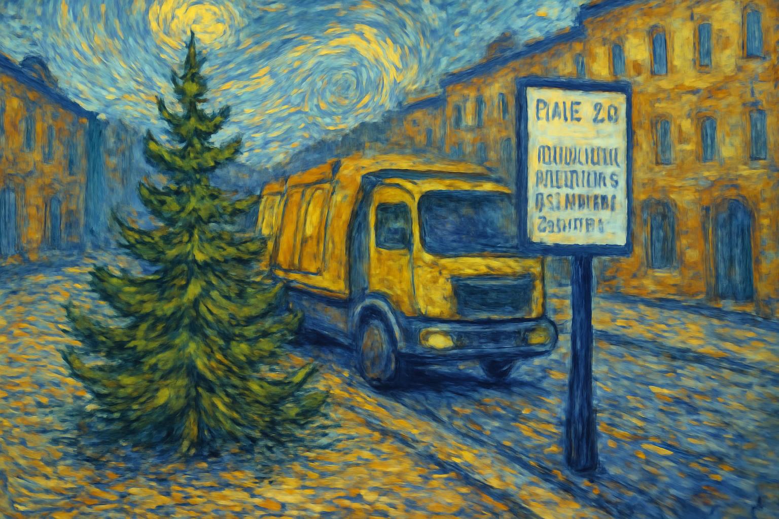 Hanau sammelt Weihnachtsbäume 12.–16. Januar, sichtbar am Straßenrand 🎄🗓️🚛