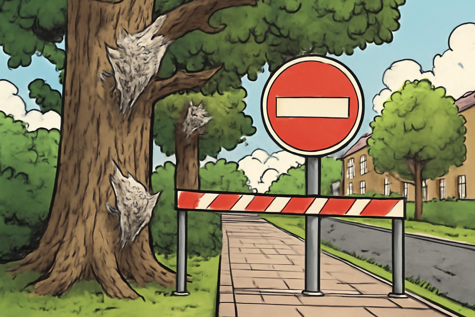Gehweg in Hanau wegen Eichenprozessionsspinner-Nester gesperrt 🛑🌳