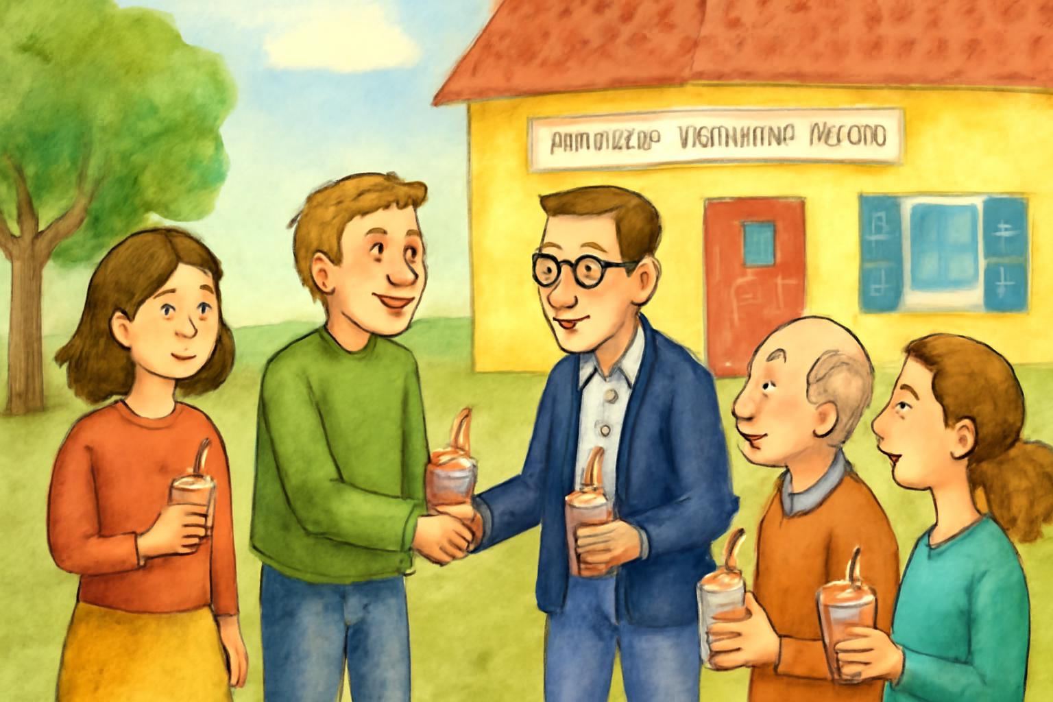 Mittelbuchen: Neuer Ortsbeirat lädt zum Kaltgetränk vor dem Heinrich-Fischer-Haus 🥤🤝🗣️