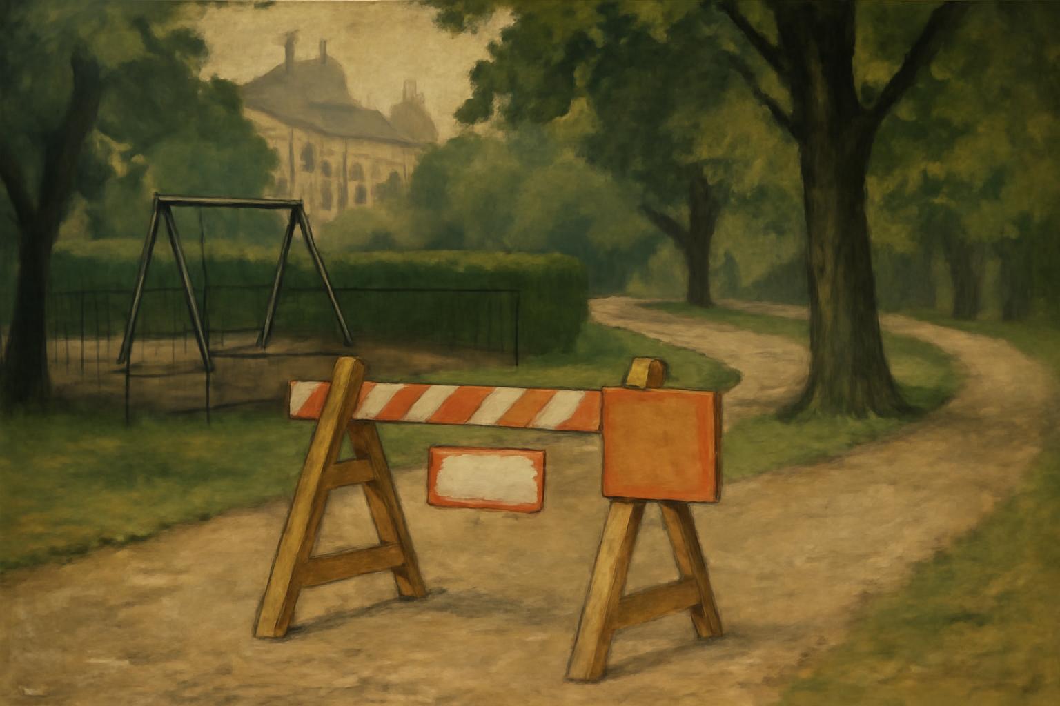 Schlossgarten Spielplatz gesperrt, Wege gesperrt, Umleitung fehlt 🚧🌳