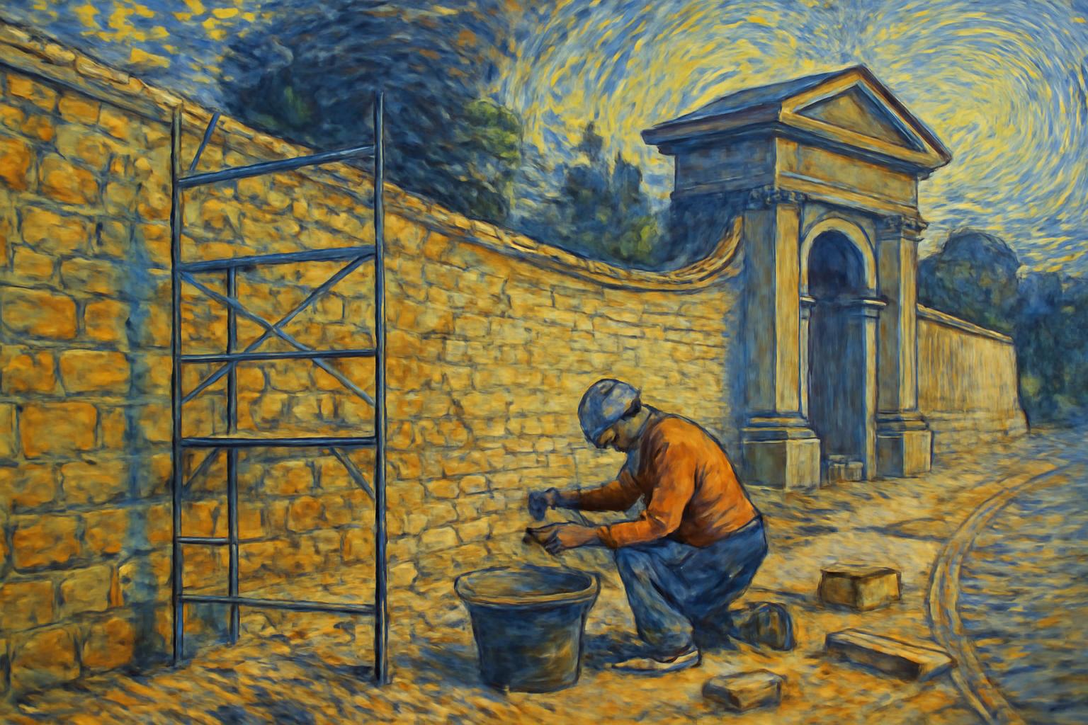 Historische Mauer am Hanauer Hauptfriedhof wird saniert; erster Abschnitt entlang Dettinger Straße 🧱🛠️🏛️