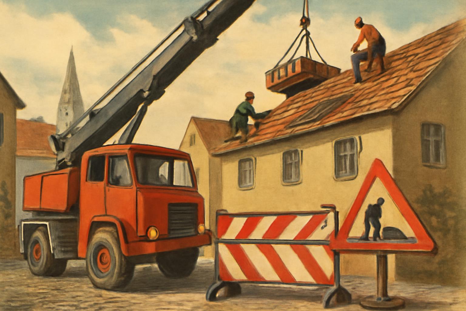 Wallweg gesperrt: Dacharbeiten mit Mobilkran bis 9. Oktober 🚧🧰