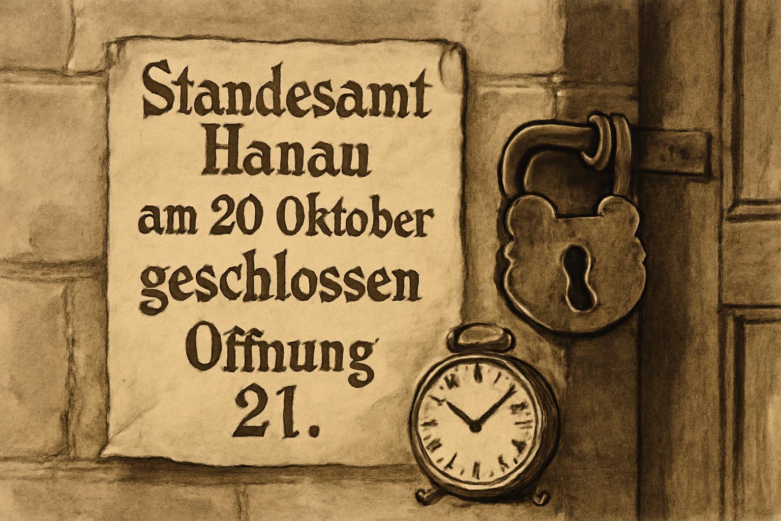 Standesamt Hanau am 20. Oktober geschlossen, Öffnung 21. 🔒⏰