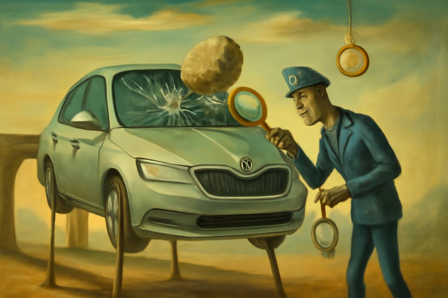 Stein trifft Skoda-Scheibe auf Brücke; Polizei ermittelt 🔎🧭