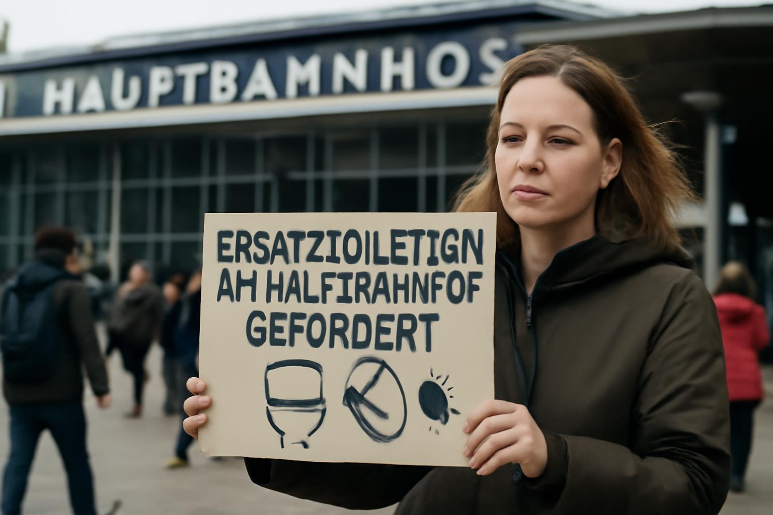 Ersatztoiletten am Hauptbahnhof gefordert; Aktion am xx.xx.xxxx um xx:xx Uhr 🚽📣