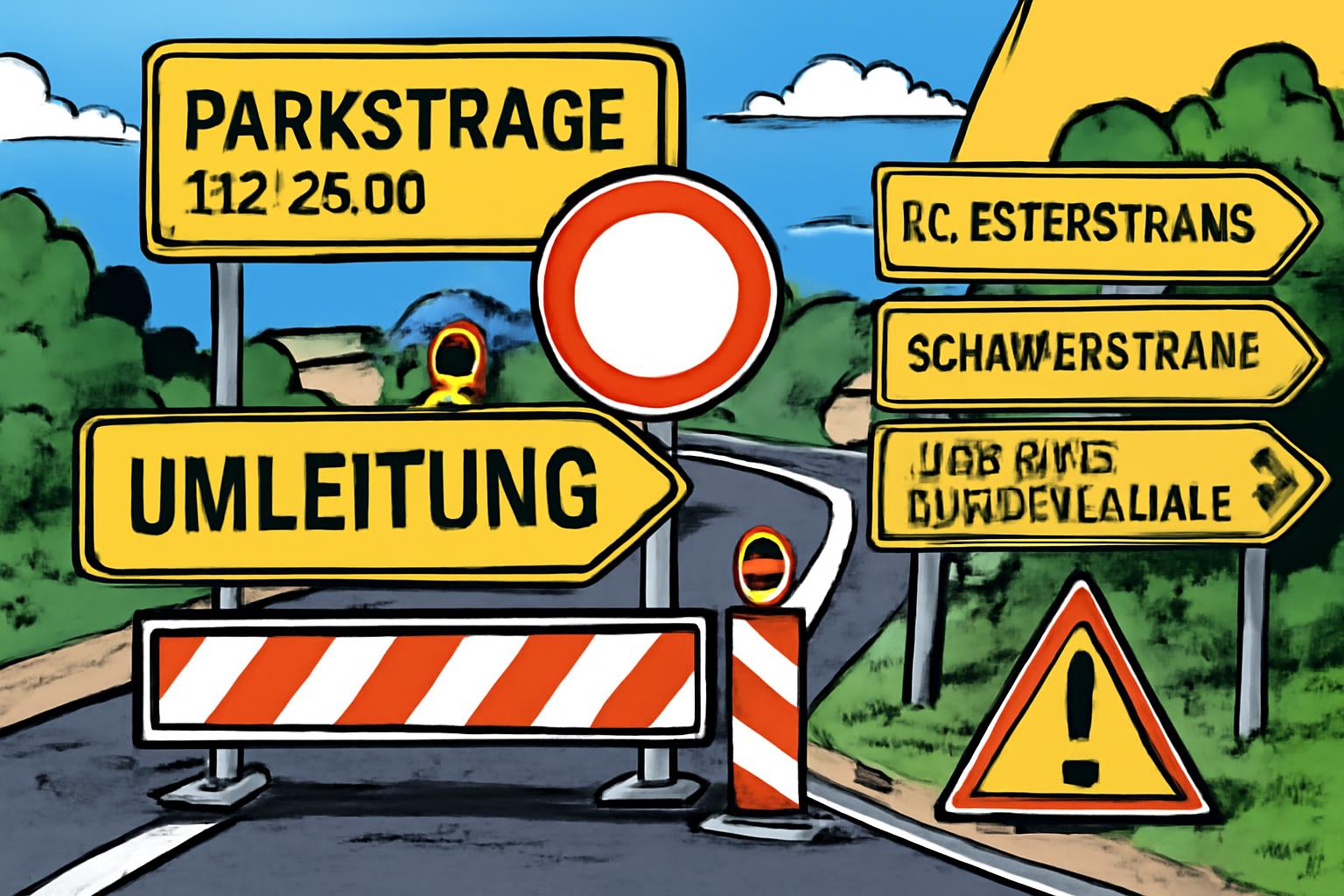 Parkstraße in Wolfgang: Straßensperrung bis 24.09; Umleitung über Klosterstraße, Schanzenstraße und Vor der Pulvermühle 🚧🛣️⚠️