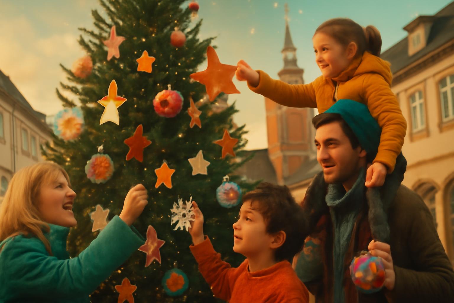 Kitas schmücken Hanauer Innenstadt mit selbstgebasteltem Baumschmuck 🎄✨