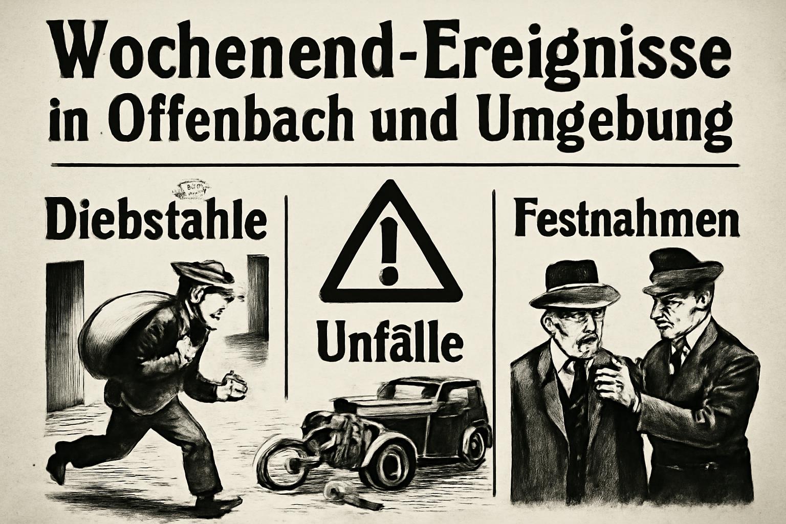 Wochenend-Ereignisse in Offenbach und Umgebung: Diebstähle, Unfälle, Festnahmen ⚠️🗞️