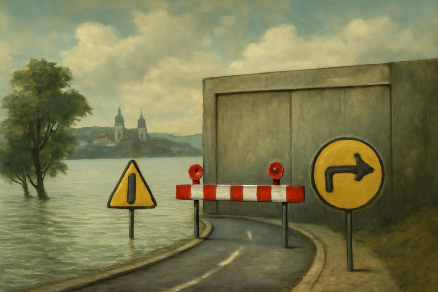 Hochwasserschutz sperrt Uferstraße in Steinheim; Umleitung nicht ausgeschildert 🚧⚠️