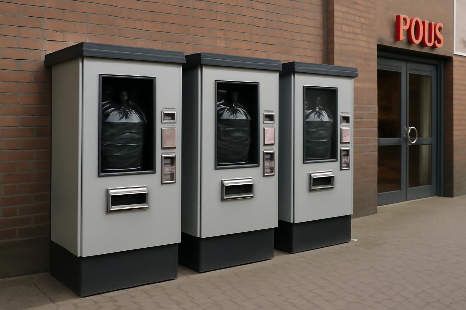 Hanau: Drei Müllsack-Automaten wieder in Betrieb; Restmüllsäcke 70 l, 7 €, Kinopolis rund um die Uhr verfügbar 🗑️💶🕒