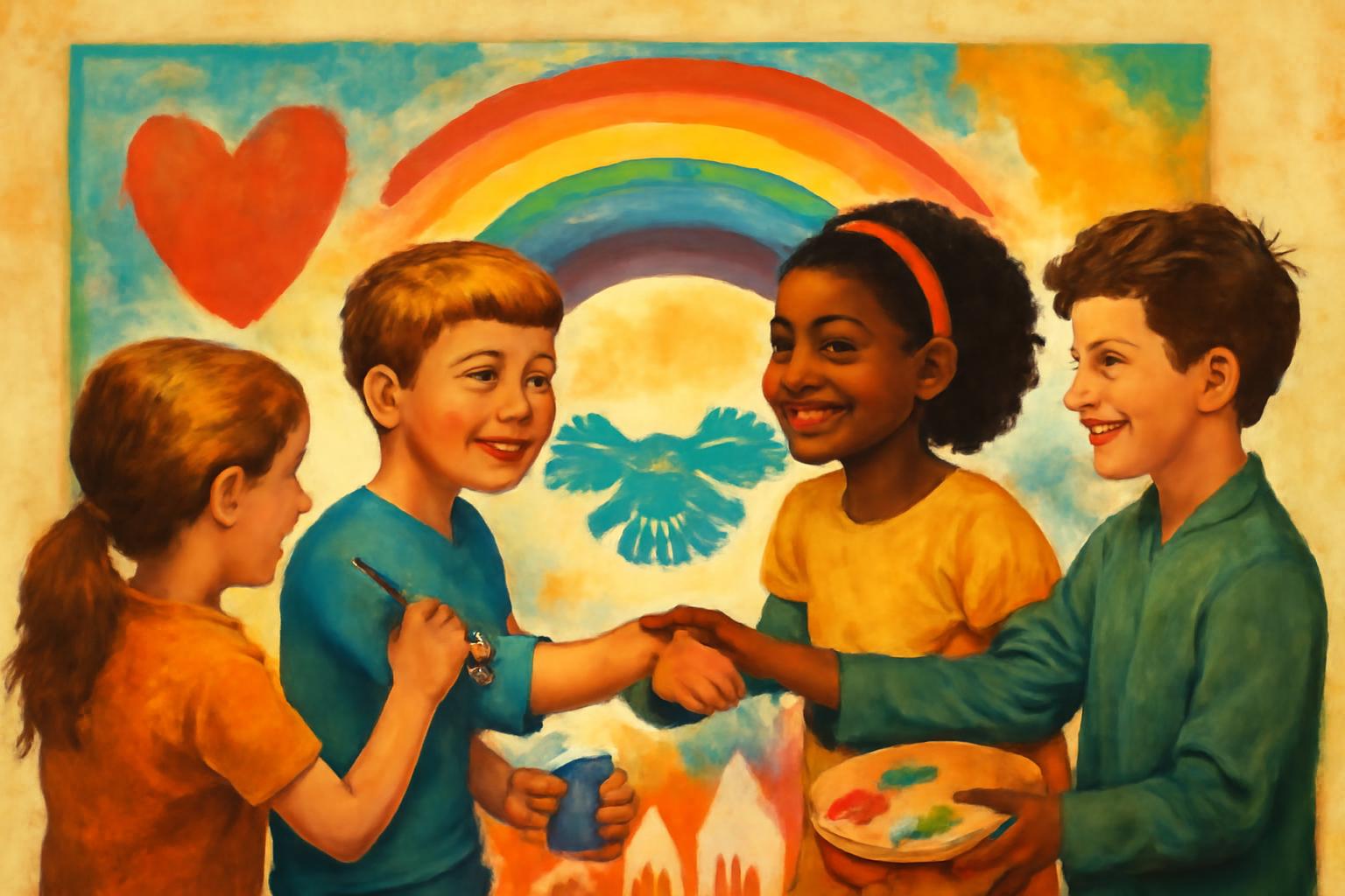 Kinder schaffen bunte Leinwände für mehr Willkommenskultur im Rathaus 🎨🤝🌈